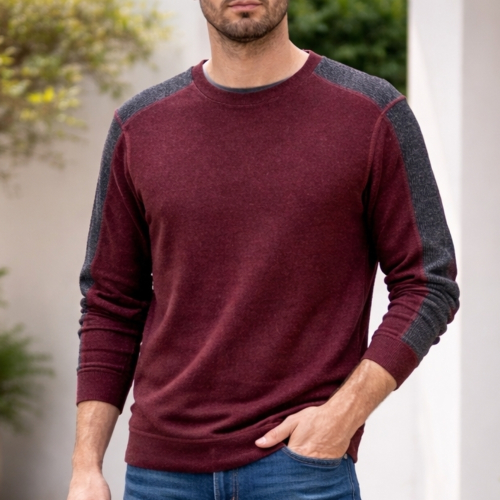⭐Van Heusen Size M Burgundy Polyester Sweater